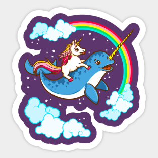 Unicorn Riding Narwhal Cute Magical Sticker